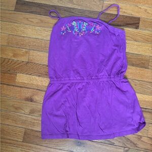 Purple Embroidered Kids Strapless Top